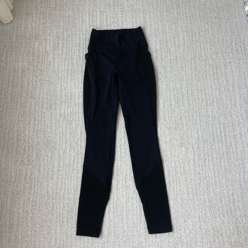 Lululemon black leggings with mesh detailing